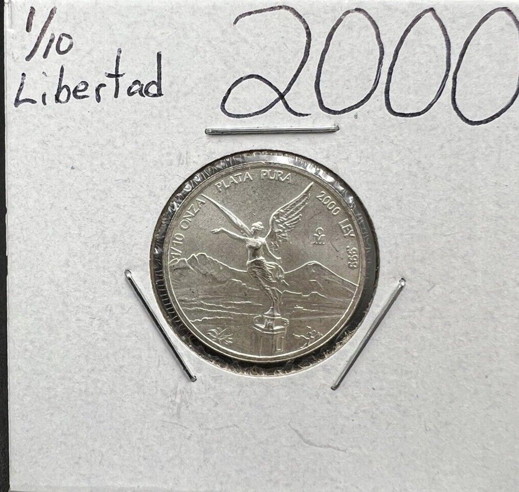 2000 Mexico Libertad  1/10 ounce Silver Coin Pure Silver .999 #AB Not Much Tonin