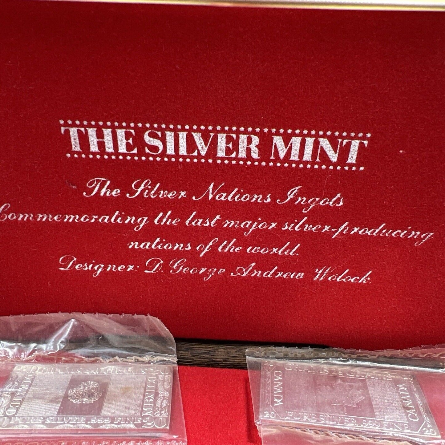 Silver Mint Silver Flags of World The Collection 6 20 Gram Silver Bars CH UNC