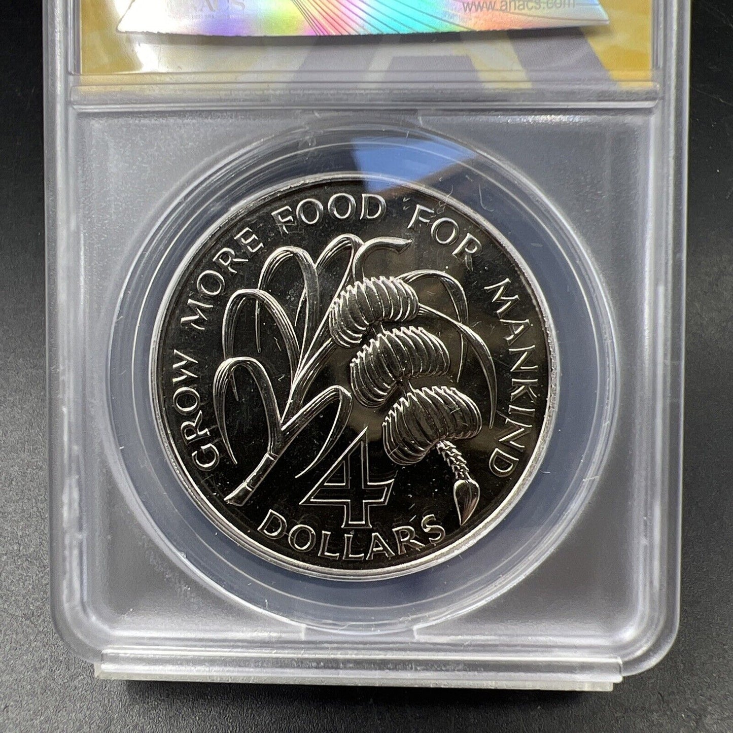 1970 F.A.O Saint Kitts & Nevis Banana 4 Dollars Coin ANACS MS68 Gem BU Top Pop