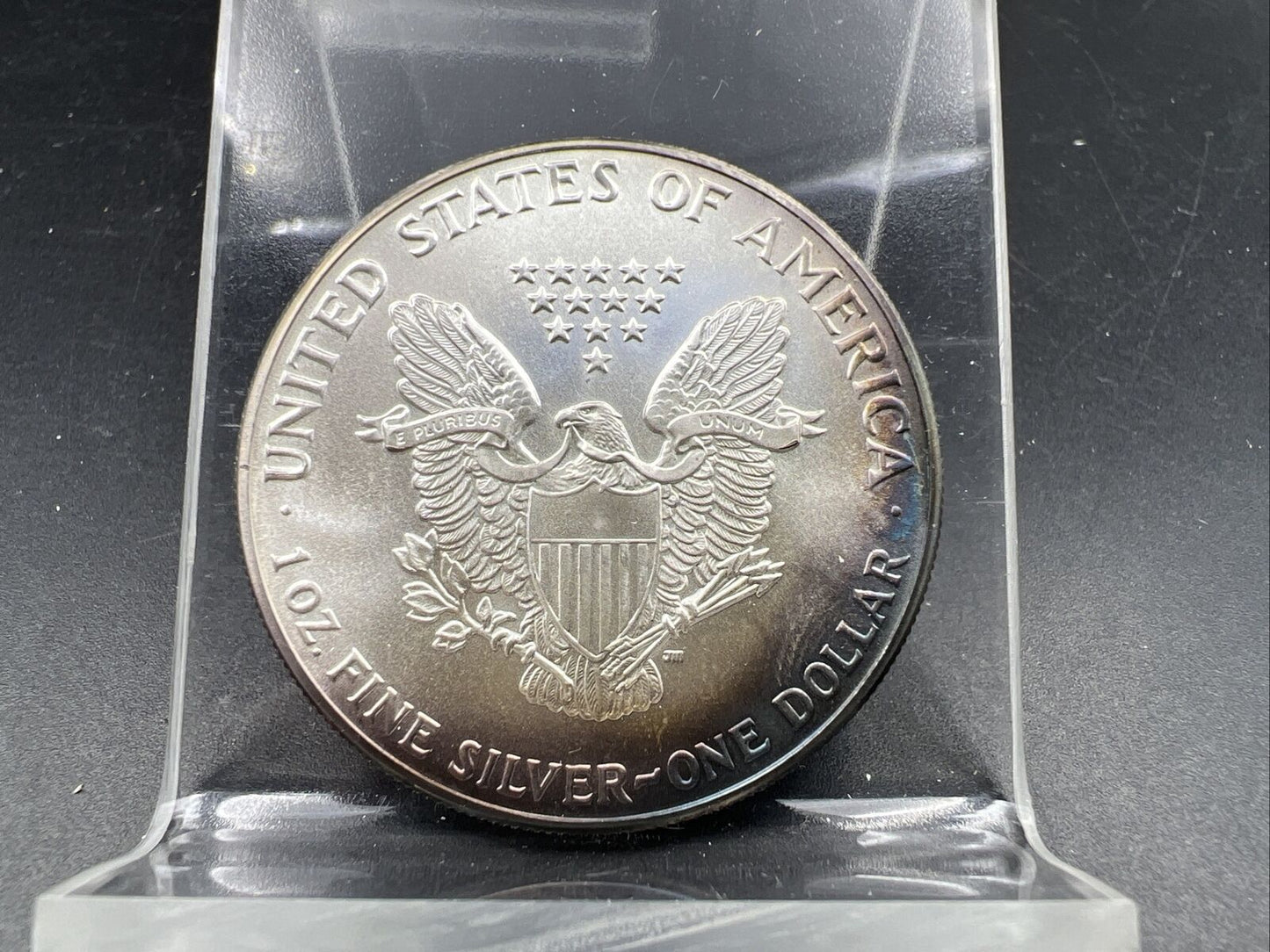 1986 1 OZ American Silver Eagle GEM BU UNC Nice Original Toning Toner Obverse
