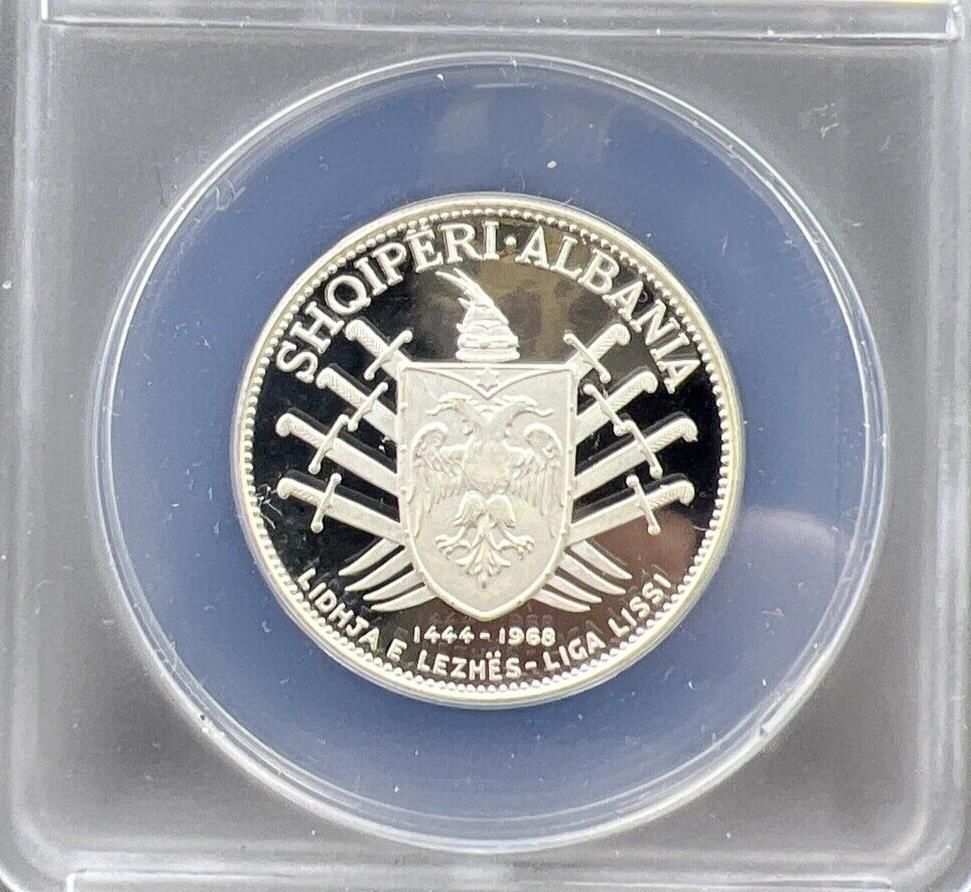 1969 Albania 5 Leke Gem Proof Silver Coin ANACS PF67 DCAM