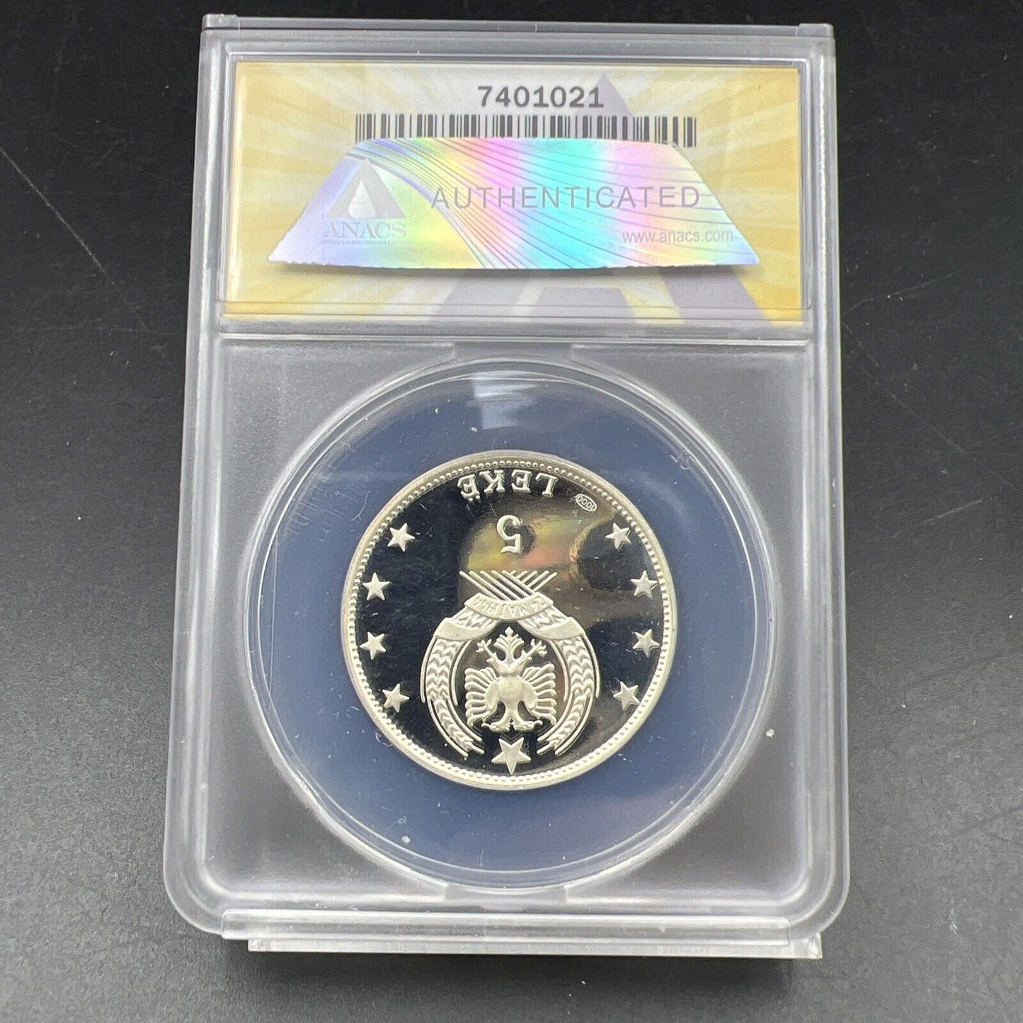 1969 Albania 5 Leke Gem Proof Silver Coin ANACS PF67 DCAM