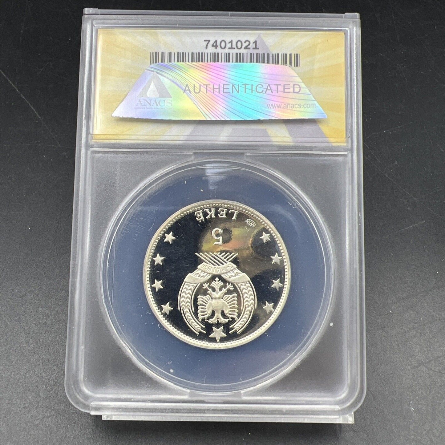 1969 Albania 5 Leke Gem Proof Silver Coin ANACS PF67 DCAM