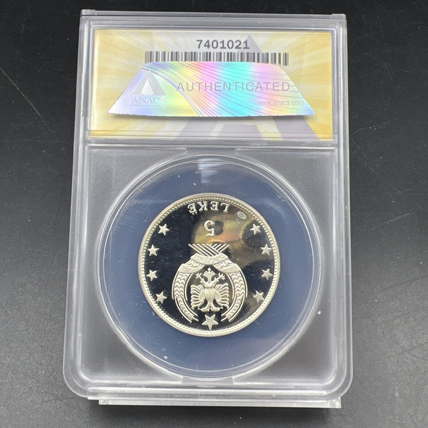 1969 Albania 5 Leke Gem Proof Silver Coin ANACS PF67 DCAM