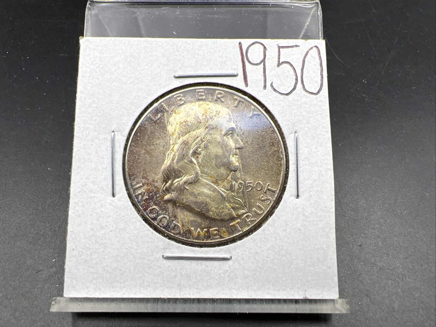 1950 P 50c Franklin Silver Half Dollar Coin Choice AU About UNC Neat Toning