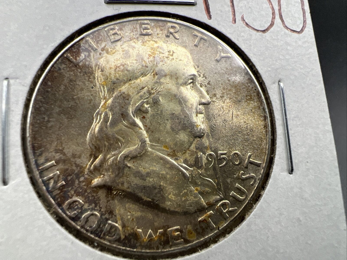 1950 P 50c Franklin Silver Half Dollar Coin Choice AU About UNC Neat Toning