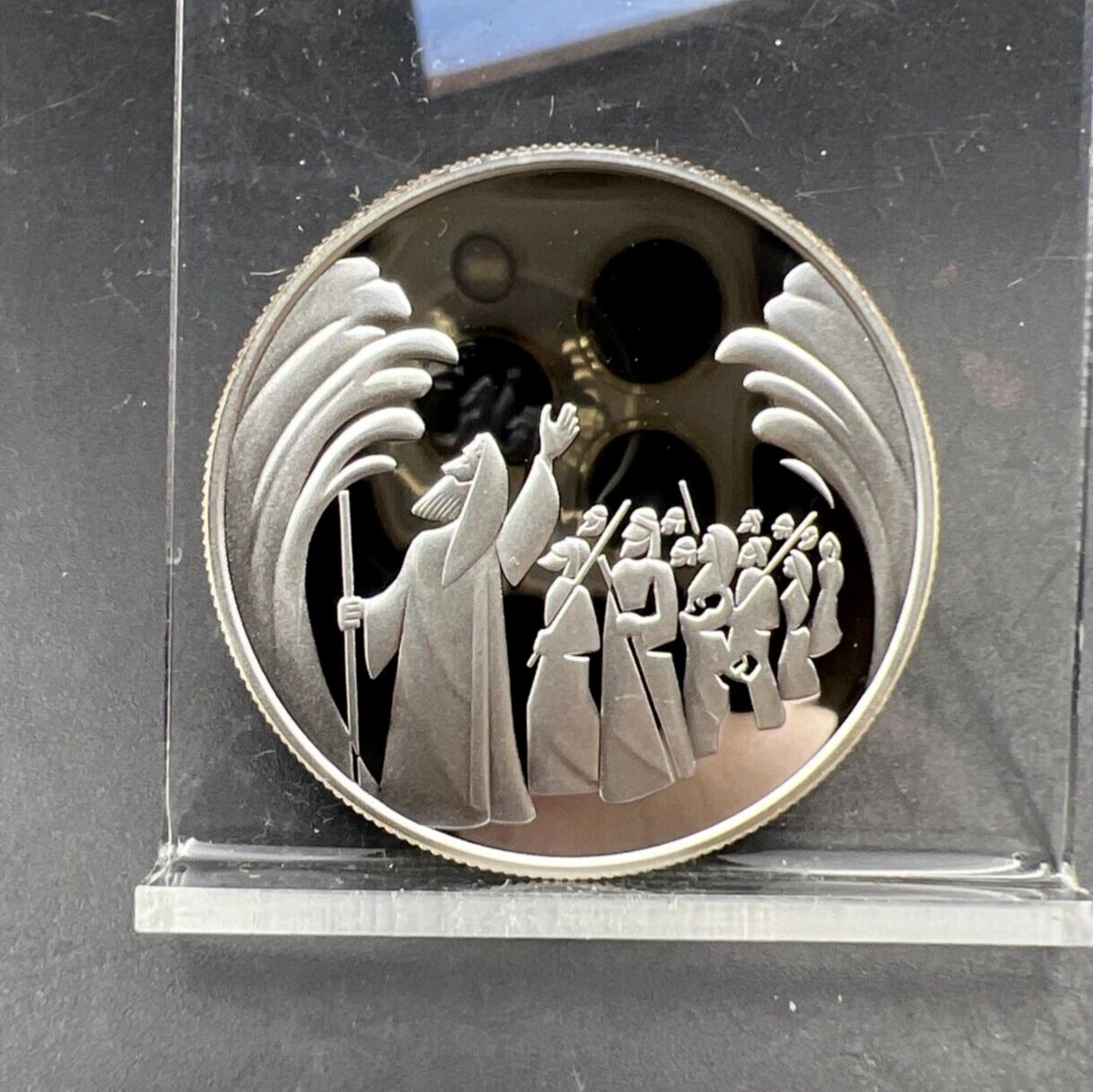 2008 Israel 2 Two Sheqalim Proof Silver IGCM Mint Parting The Waters Moses Coin