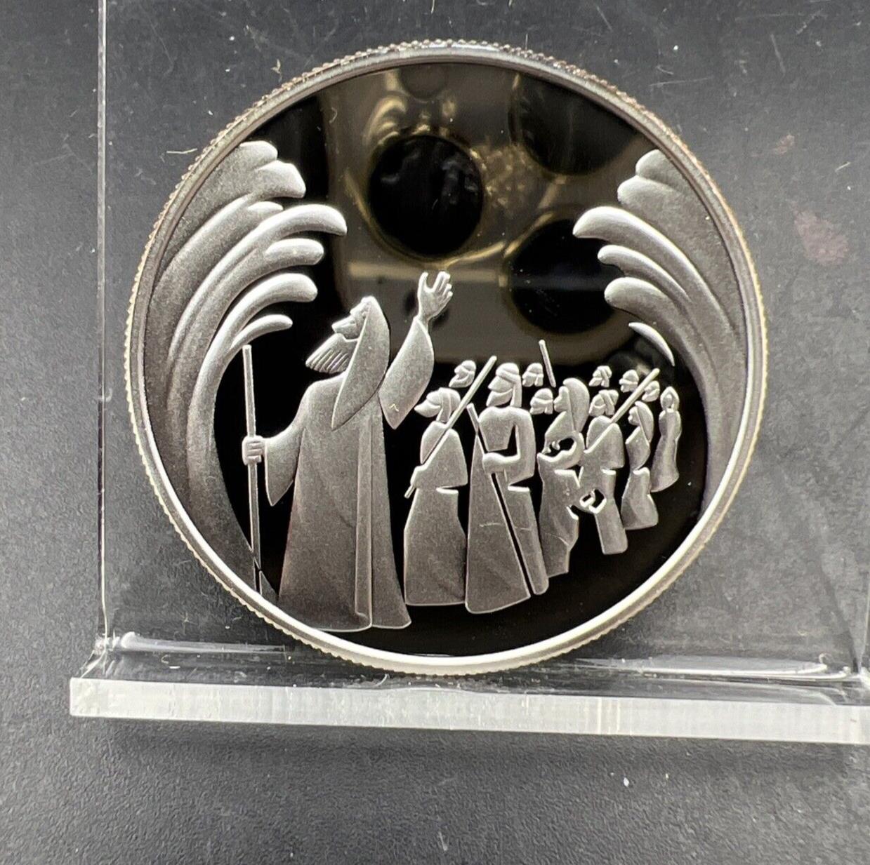2008 Israel 2 Two Sheqalim Proof Silver IGCM Mint Parting The Waters Moses Coin