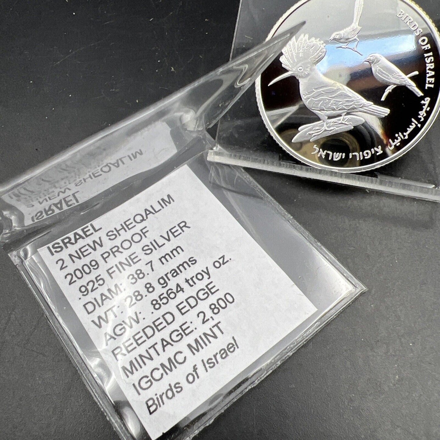 2009 2 New Sheqalim Birds of Israel Commemorative Gem Proof Silver Coin