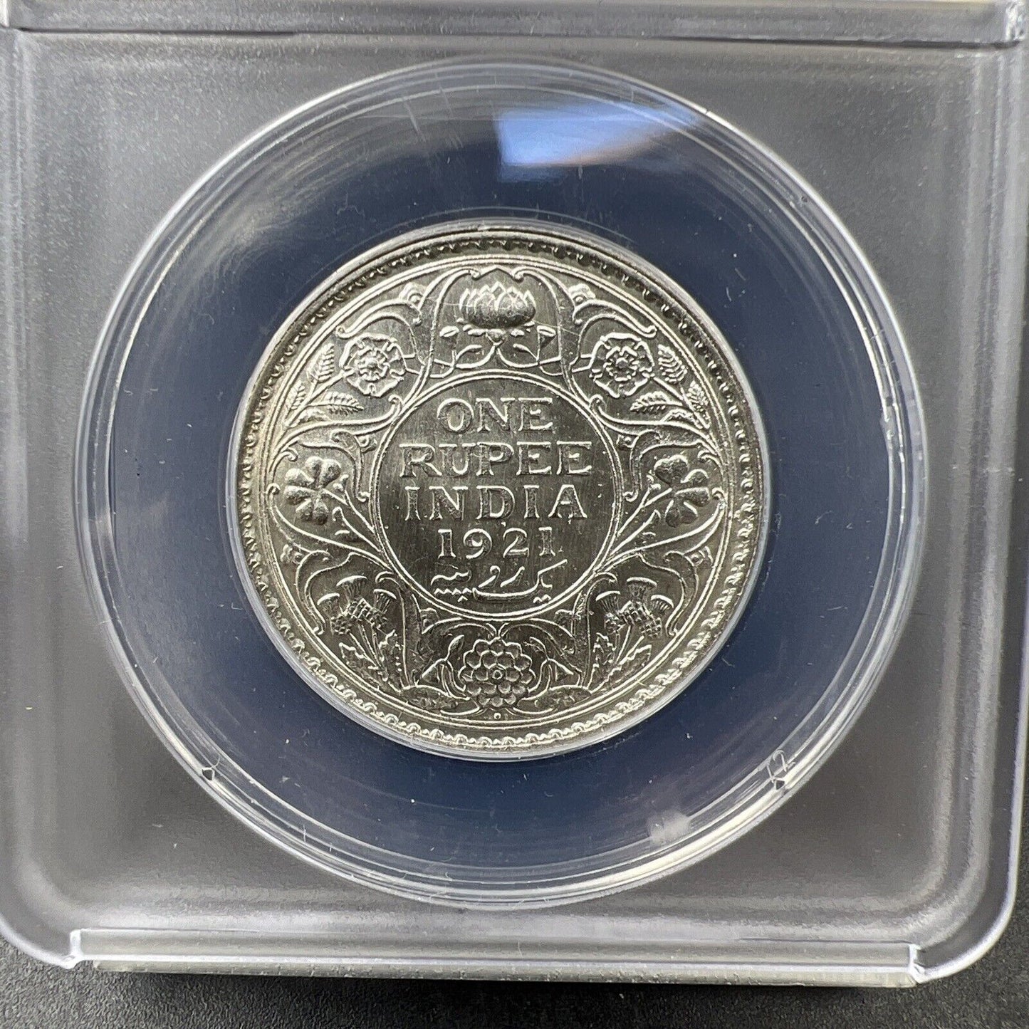 1921 B India Rupee MS60 BU UNC ANACS Certified