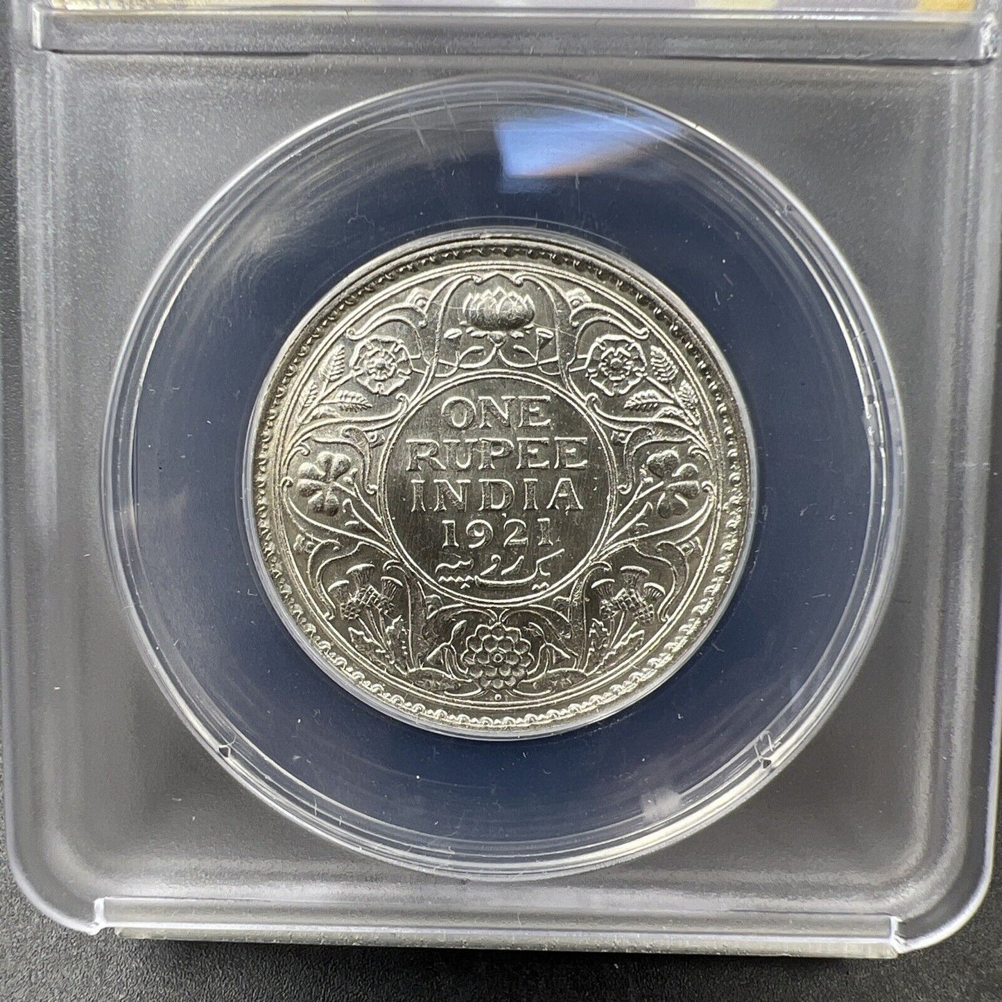 1921 B India Rupee MS60 BU UNC ANACS Certified