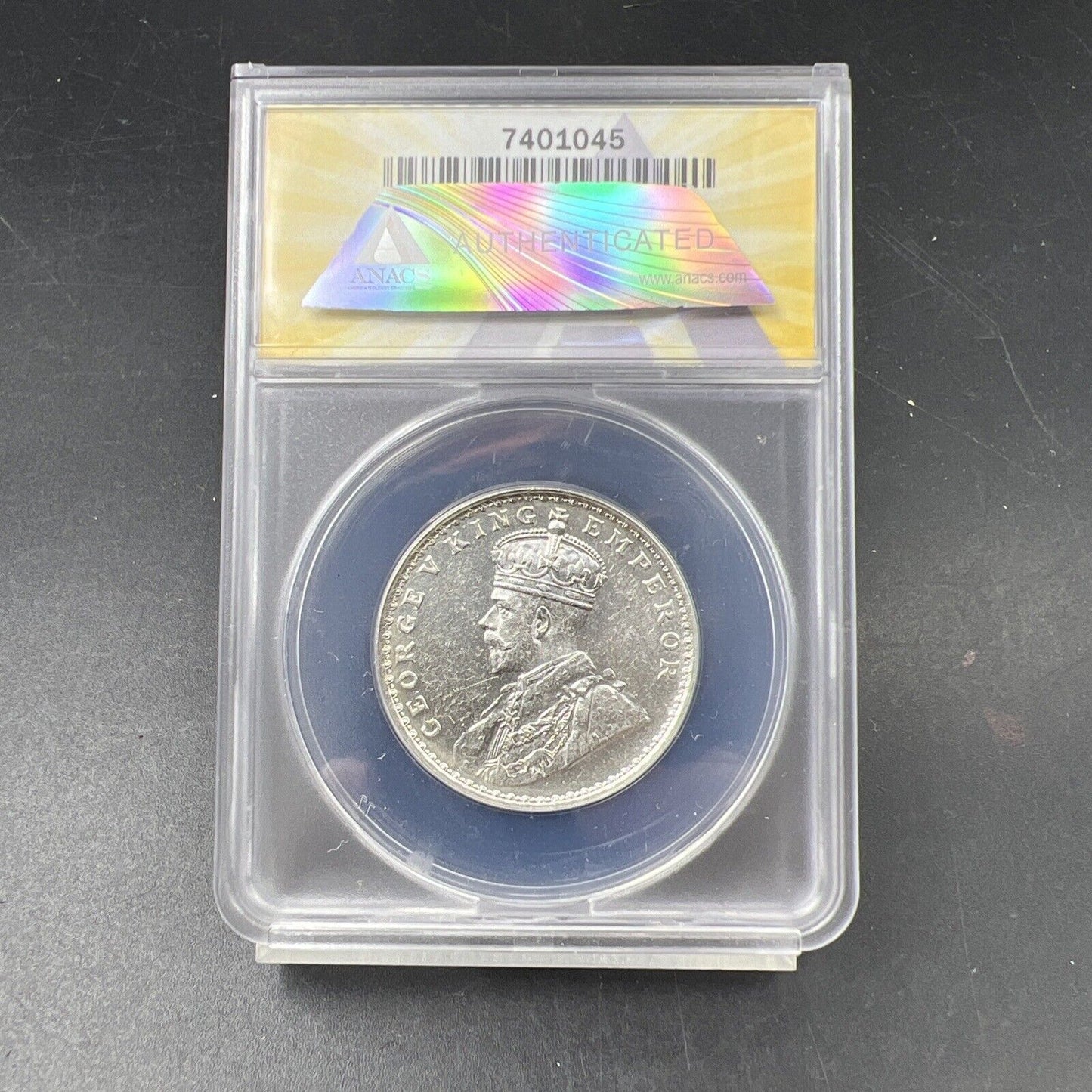 1921 B India Rupee MS60 BU UNC ANACS Certified
