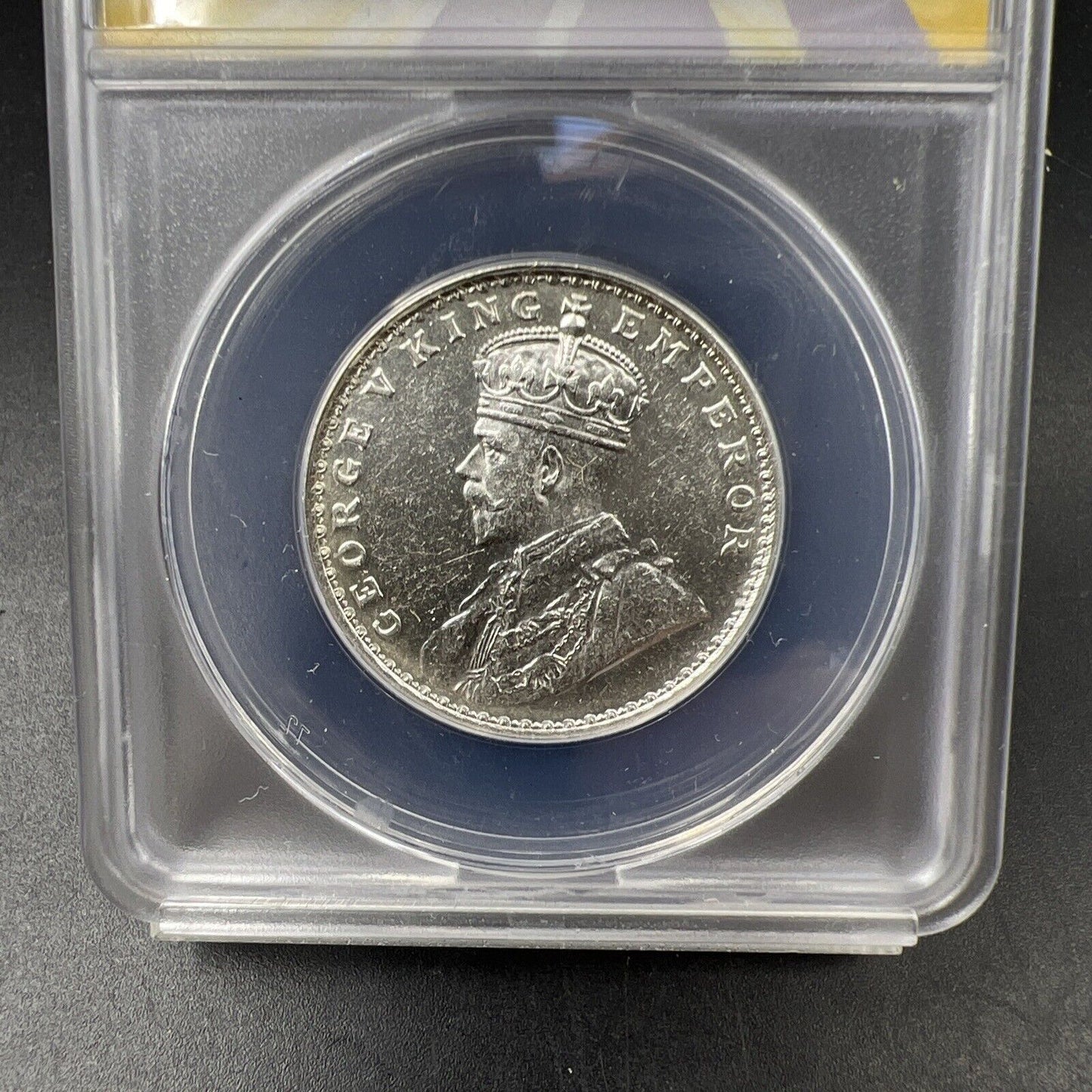 1921 B India Rupee MS60 BU UNC ANACS Certified