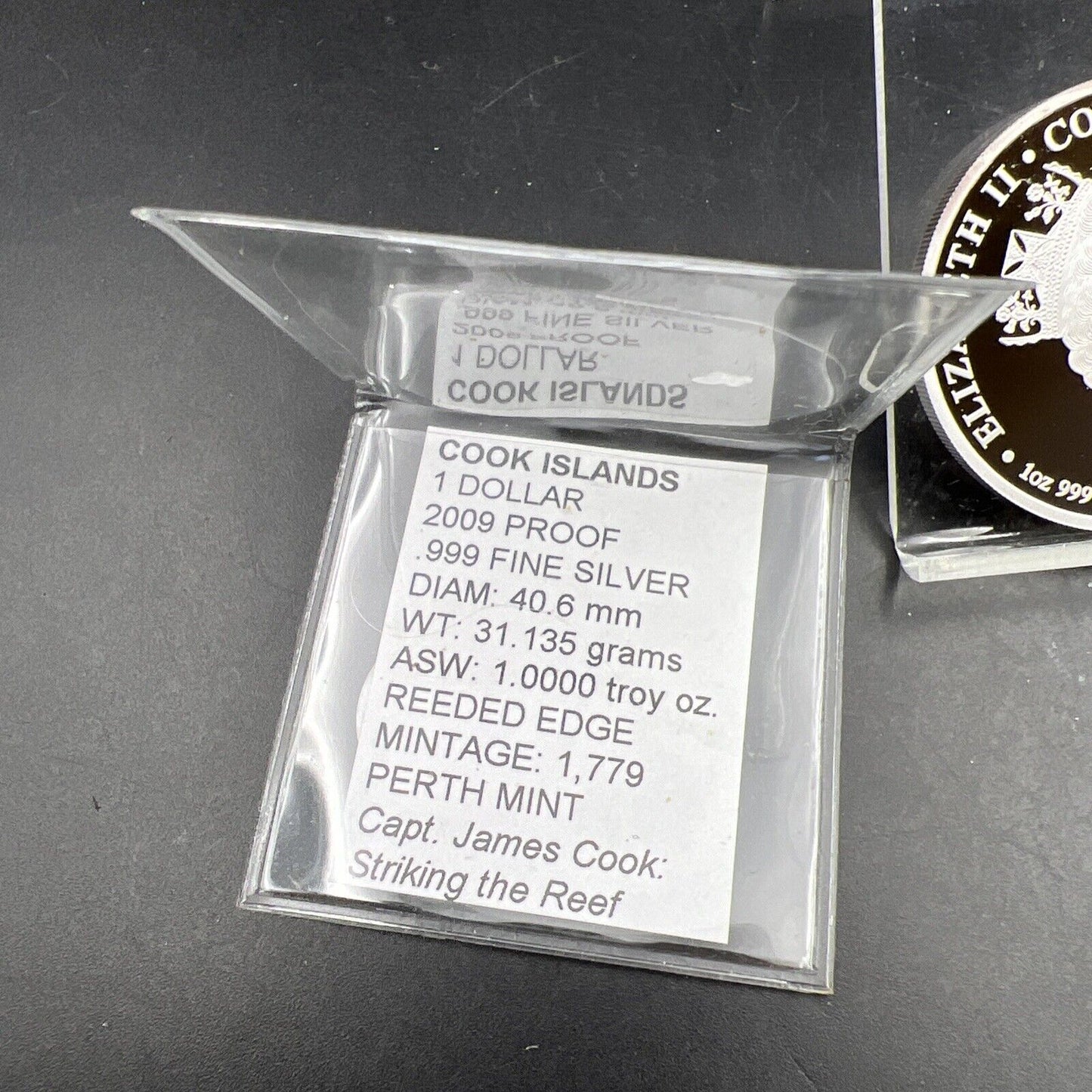 2009 Cook Islands 1 oz .999 Silver Gem Proof Round Striking The Reef Perth Mint