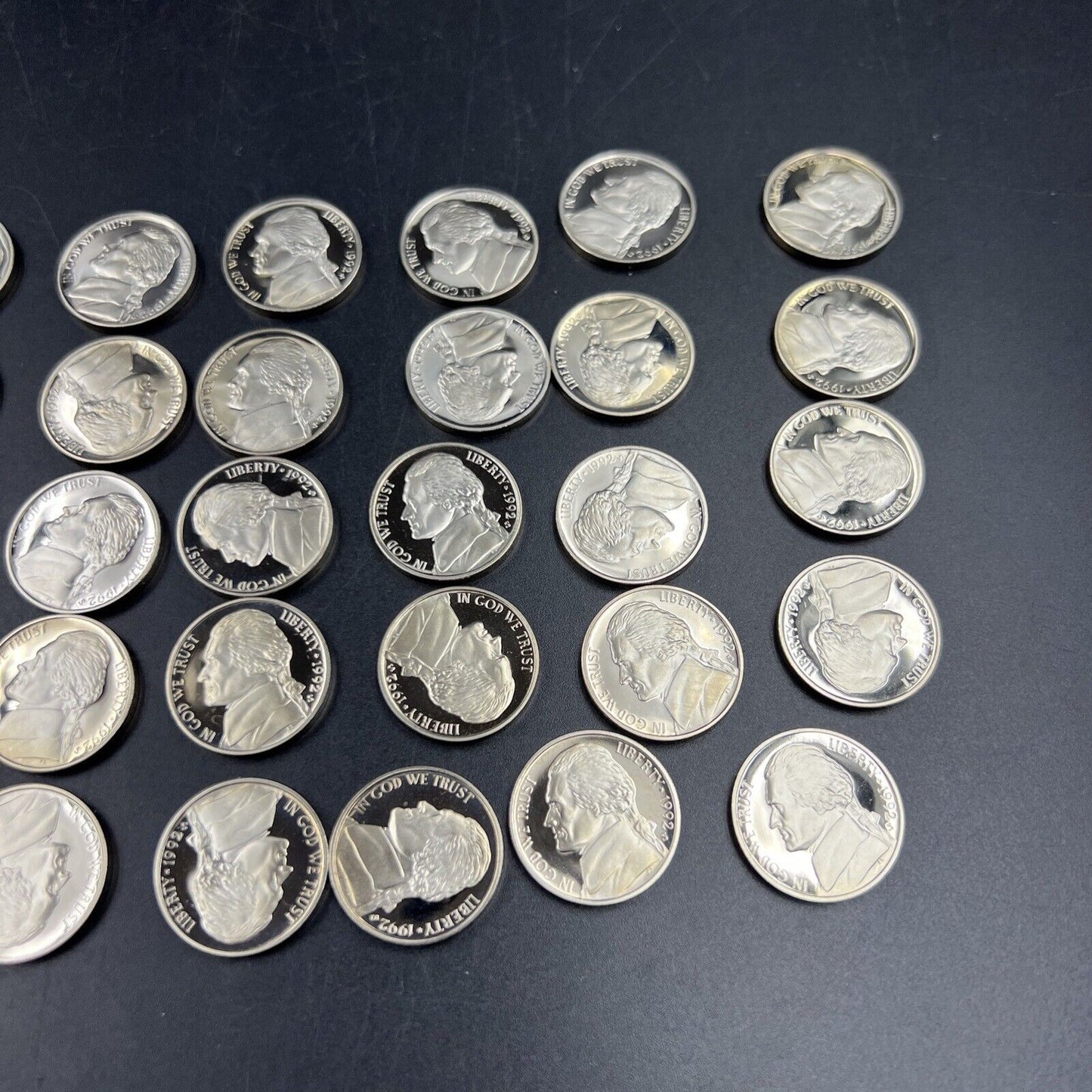 1992 S Gem Deep Cameo Proof Jefferson Nickel Roll 40 US Exact coins pictured