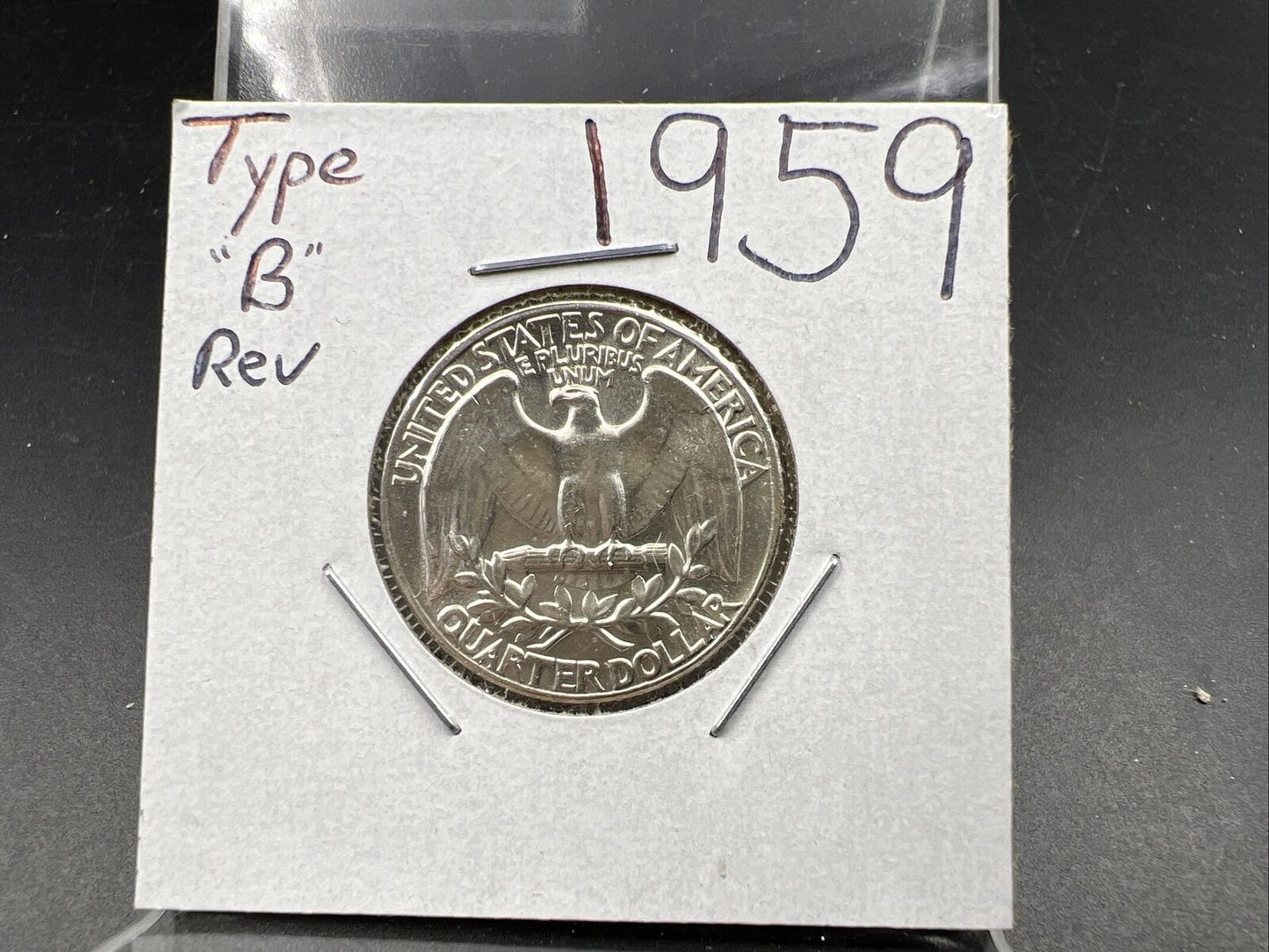 1959 P 25C Washington Quarter Silver Coin Choice BU Uncirculated Type B Rev #A