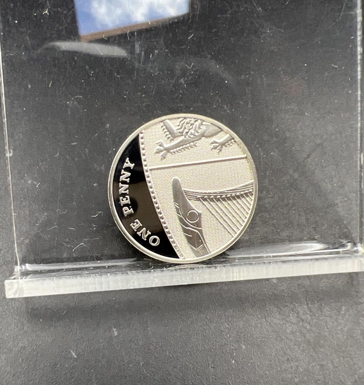 2008 Sterling Silver British One 1 Penny Coin CH Proof Royal Shield #A