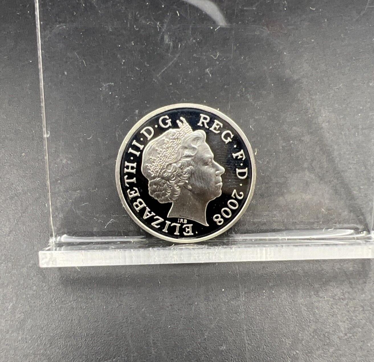 2008 Sterling Silver British One 1 Penny Coin CH Proof Royal Shield #A