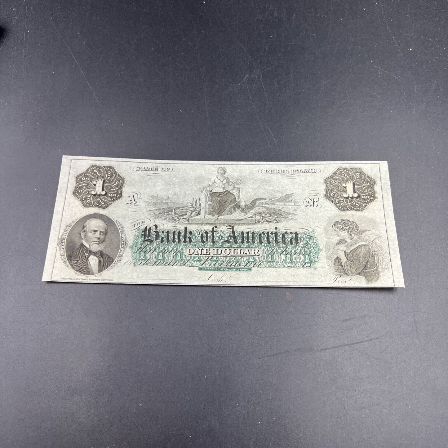 1860 $1 THE BANK OF AMERICA Providence RI OBSOLETE One Dollar Bill CH UNC EPPQ