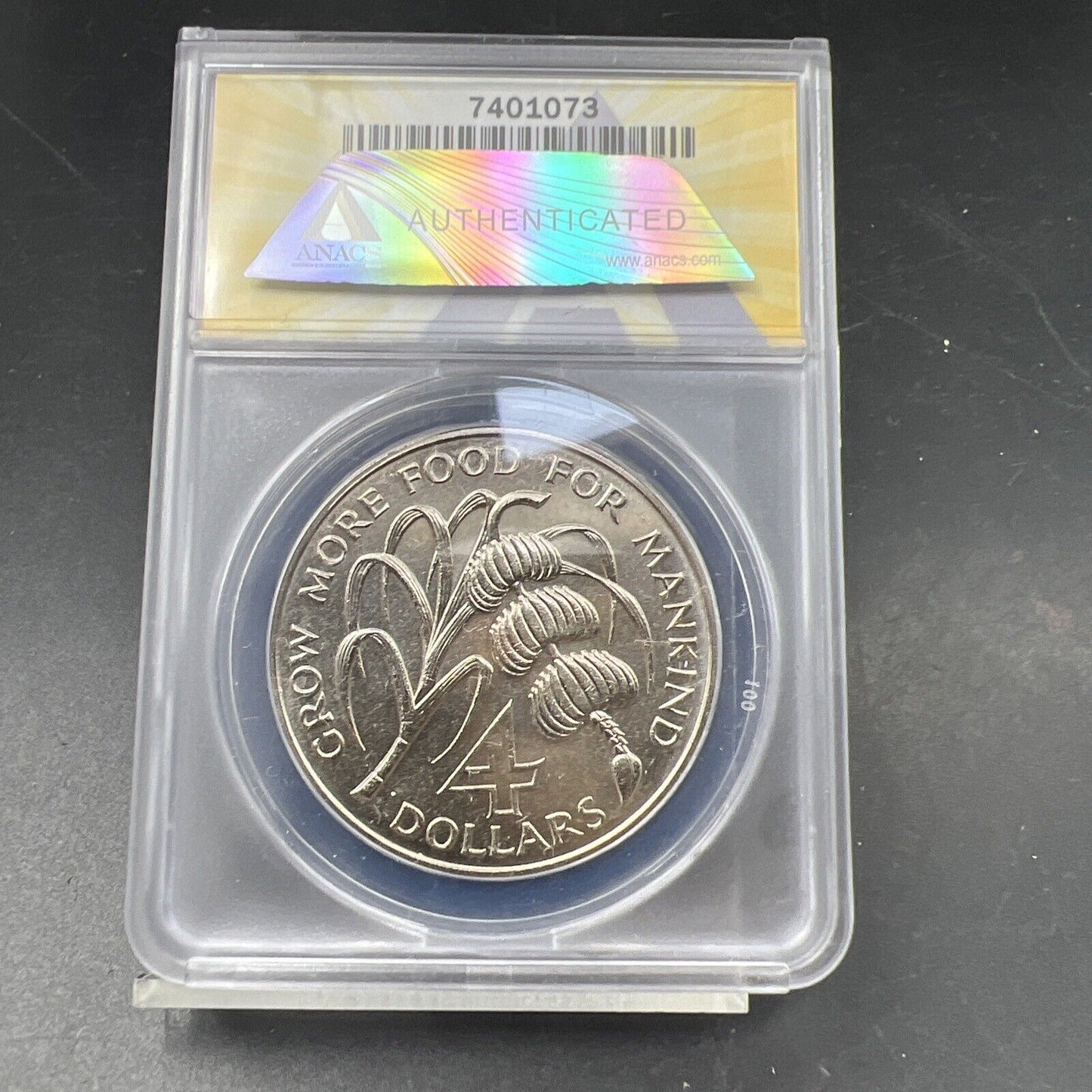 1970 F.A.O Saint Lucia Banana 4 Dollars Coin ANACS MS68 Gem BU Certified Top Pop