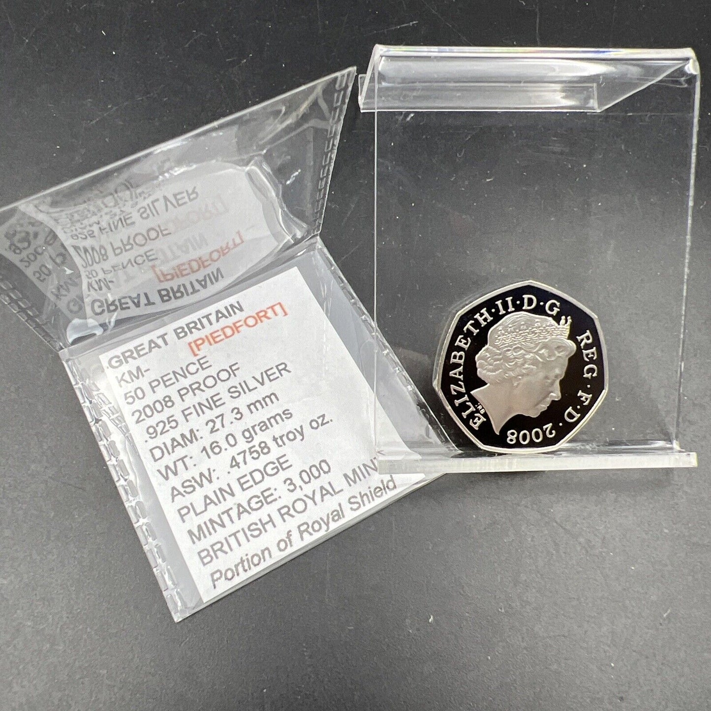 2008 Piedfort 50p United Kingdom Sterling Silver 50 Pence Coin Gem Proof Lions