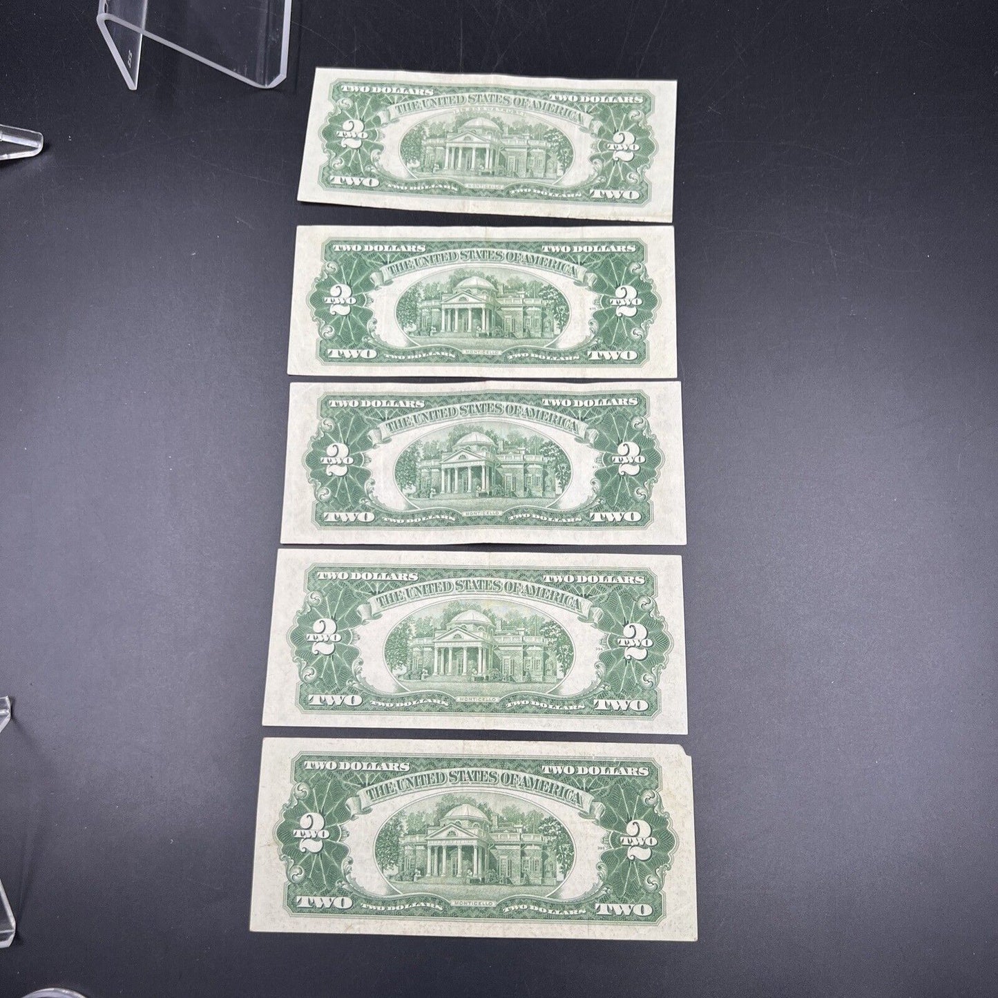 5 Note Set 1953 + ABC & 1963 $2 Two Dollar Red Seal Legal Tender Bill Notes VF+