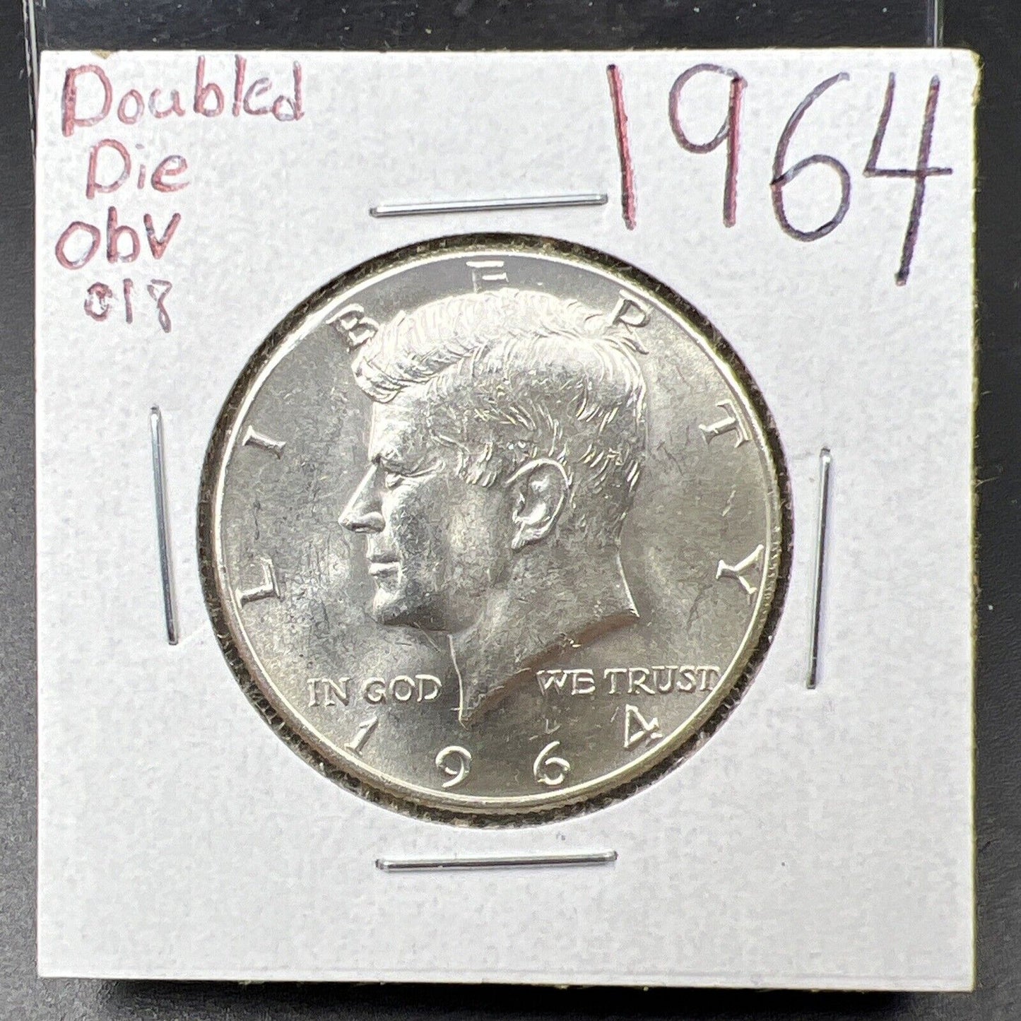 1964 P 50C Kennedy Half Dollar Coin DDO Double Die OBV Minor Variety AU