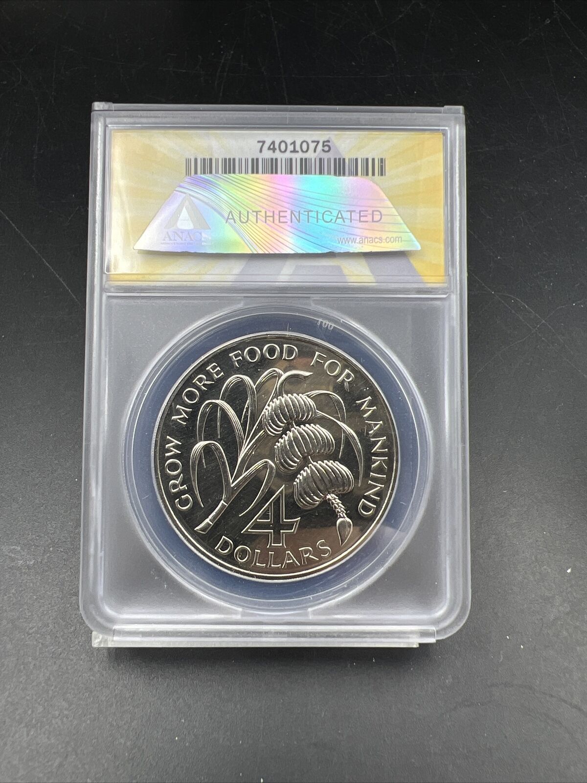 1970 $4 Montserrat Proof Four Dollar Copper Nickel Coin ANACS PF65 FAO