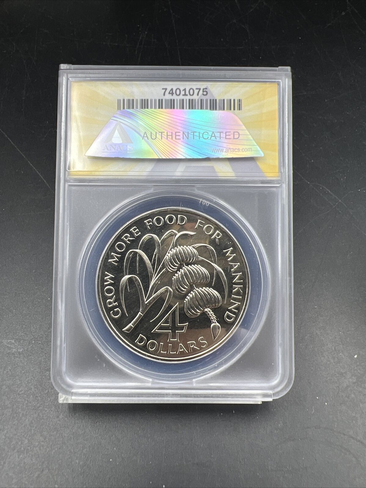 1970 $4 Montserrat Proof Four Dollar Copper Nickel Coin ANACS PF65 FAO