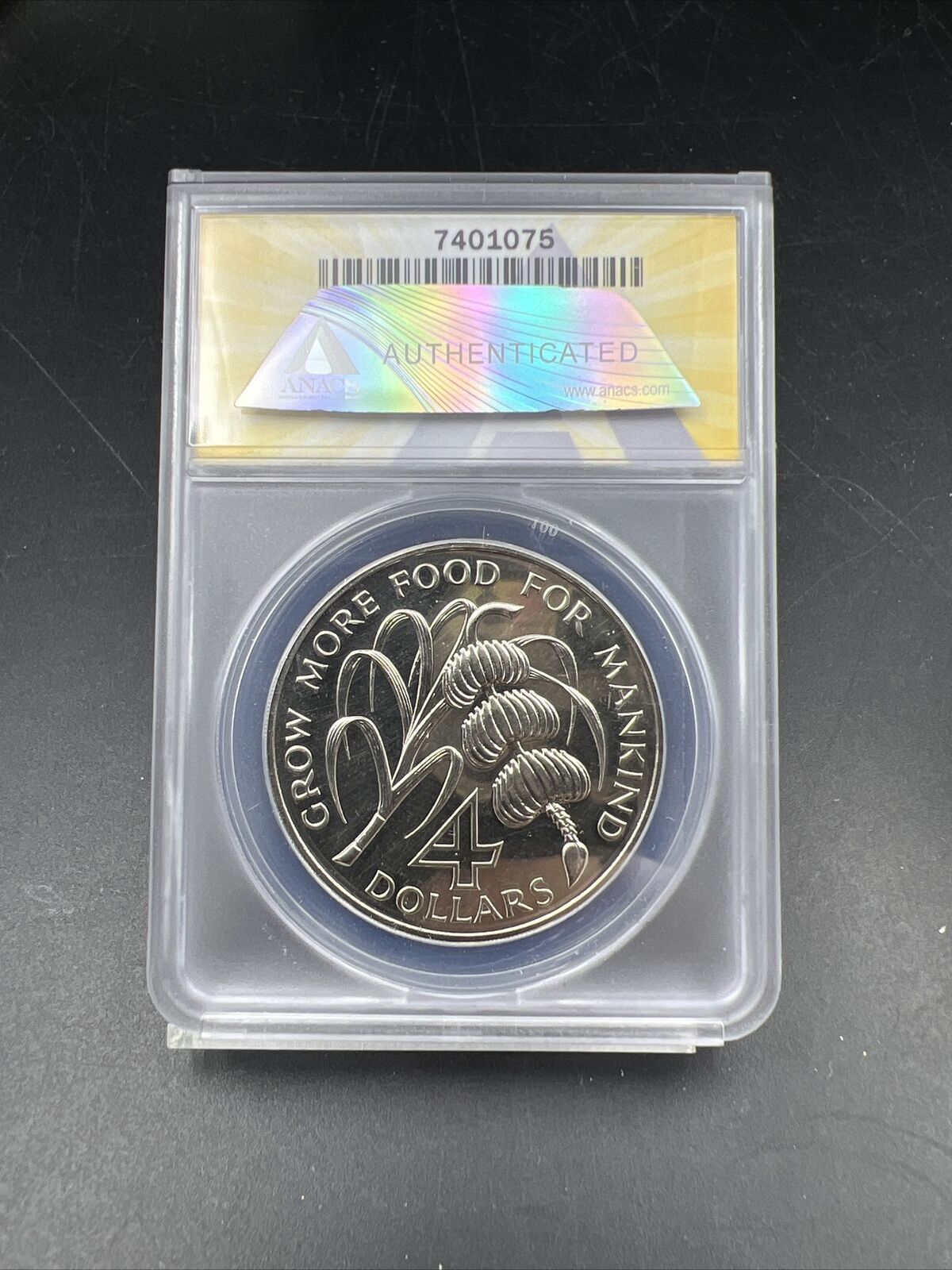 1970 $4 Montserrat Proof Four Dollar Copper Nickel Coin ANACS PF65 FAO