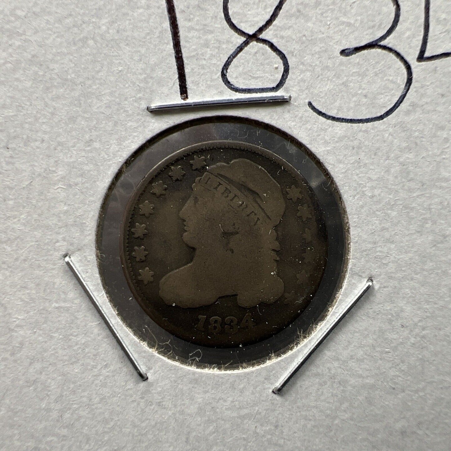1834 10c Bust Silver Dime Coin Choice G Good Circ