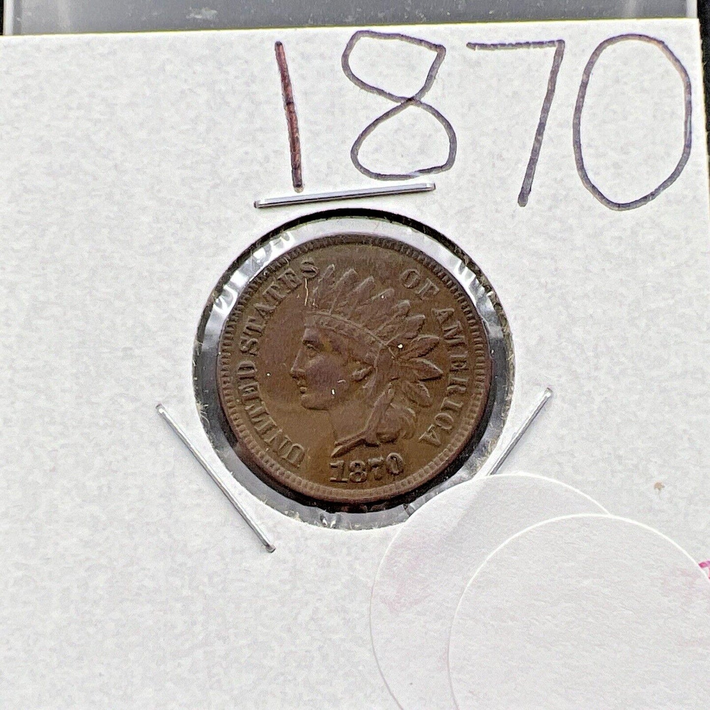 1870 1c Indian Cent Coin AU About UNC Semi Key Date