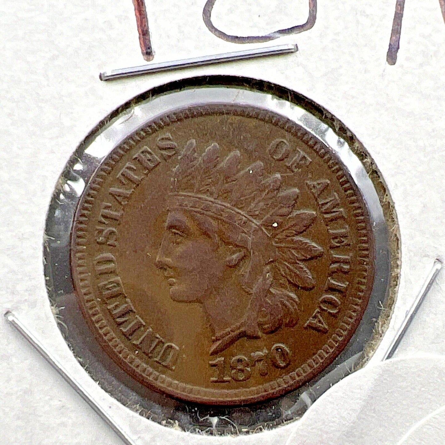 1870 1c Indian Cent Coin AU About UNC Semi Key Date