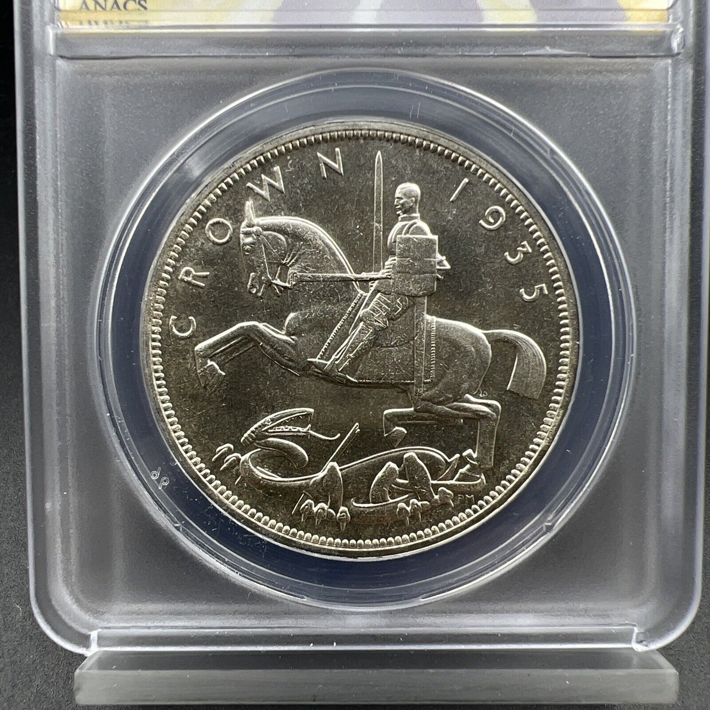 1935 Great Britain Silver Crown Coin MS63 ANACS CH BU Incuse Edge Lettering