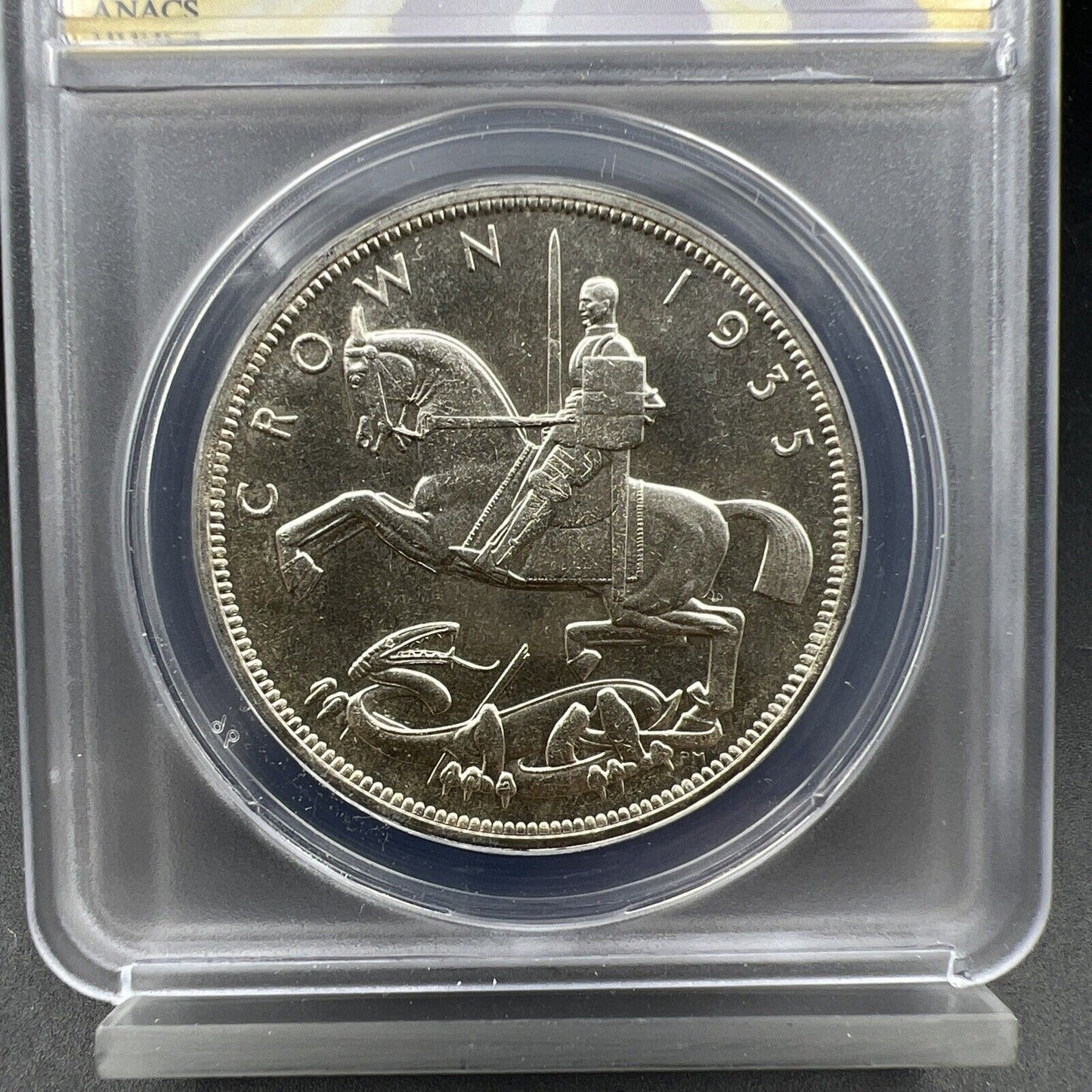 1935 Great Britain Silver Crown Coin MS63 ANACS CH BU Incuse Edge Lettering