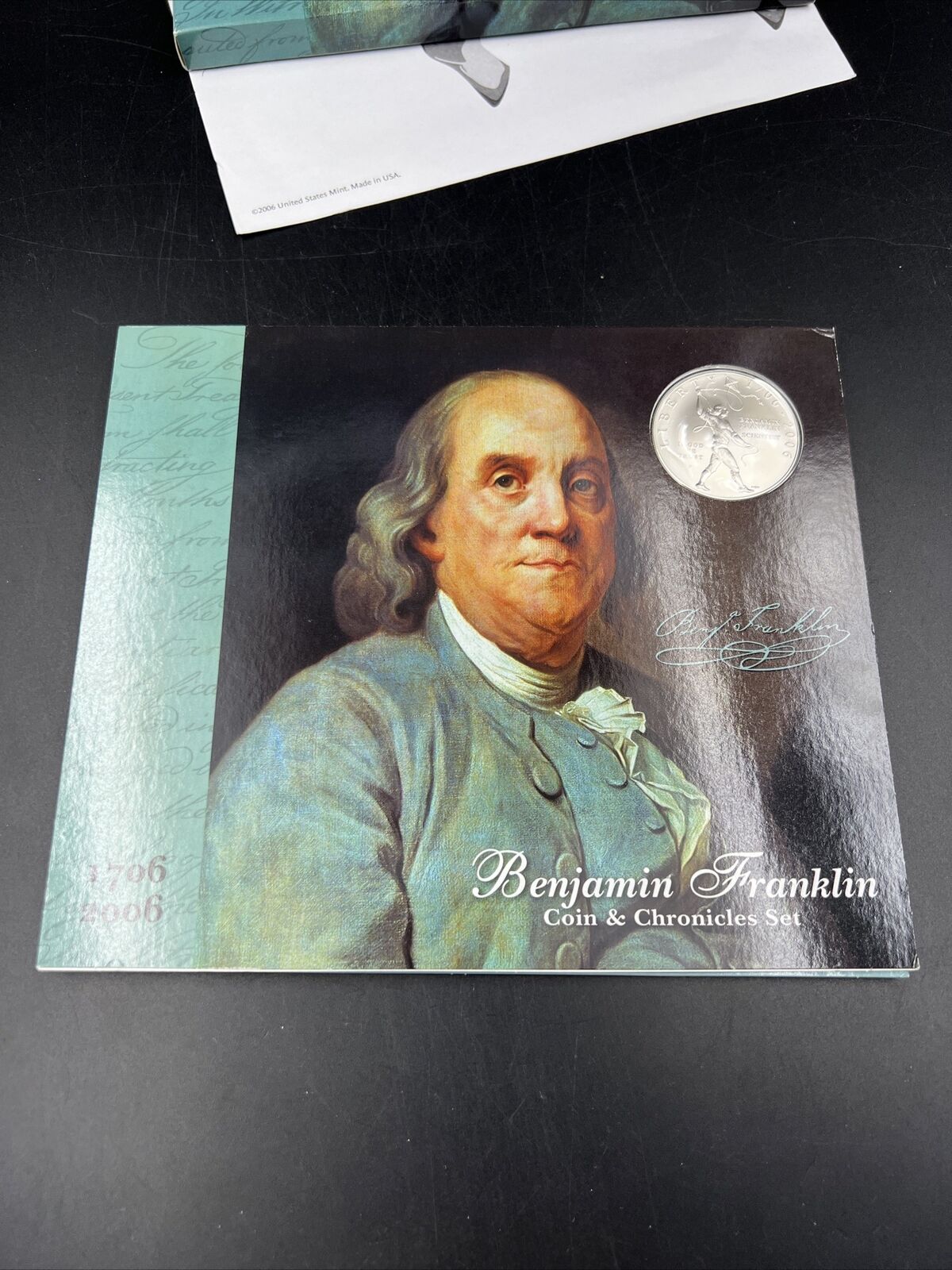 2006 Franklin Coin & Chronicles Set Silver Dollar Stamps & Engraving No COA
