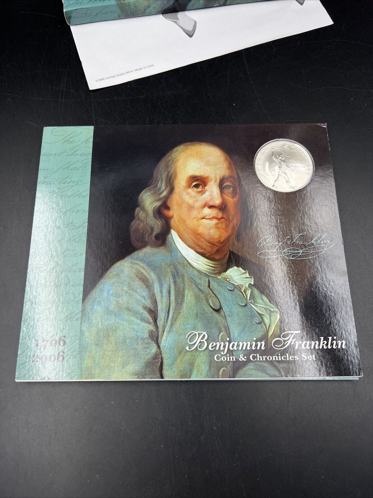 2006 Franklin Coin & Chronicles Set Silver Dollar Stamps & Engraving No COA