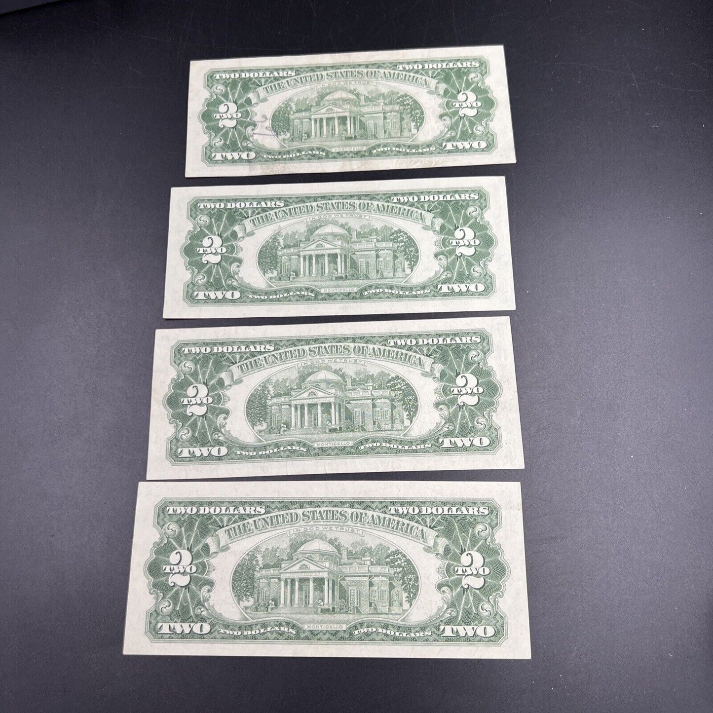 Lot of 4 1963 $2 Two Dollar United States Red Seal Legal Tender CH VF +