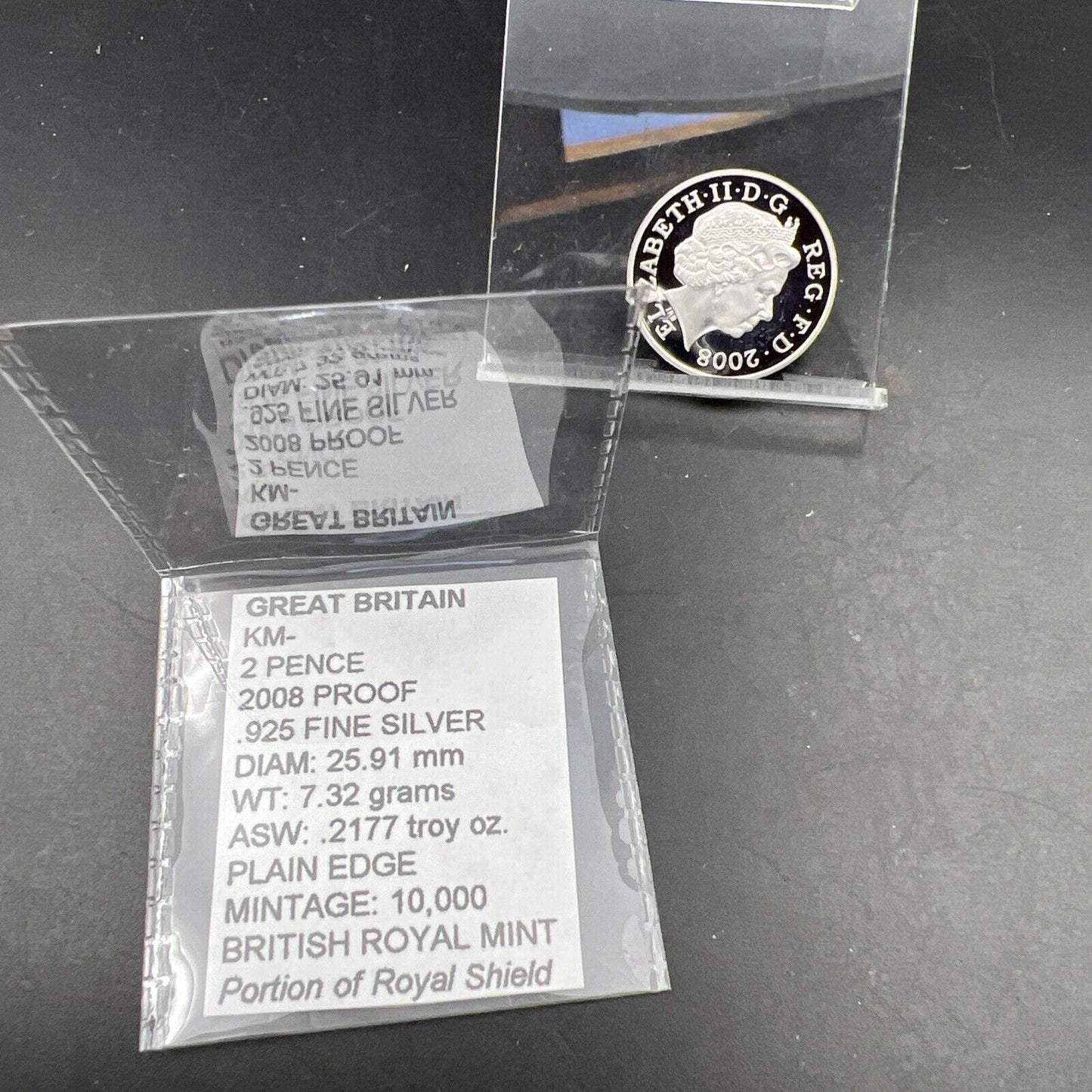 2008 Great Britain British Sterling Silver 2 Pence Coin Gem Proof Royal Shield