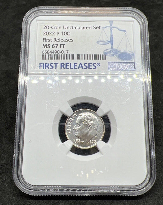 2022 P 10c MS67 FT Full Torch NGC Roosevelt From 20 Coin Mint Set First Releases
