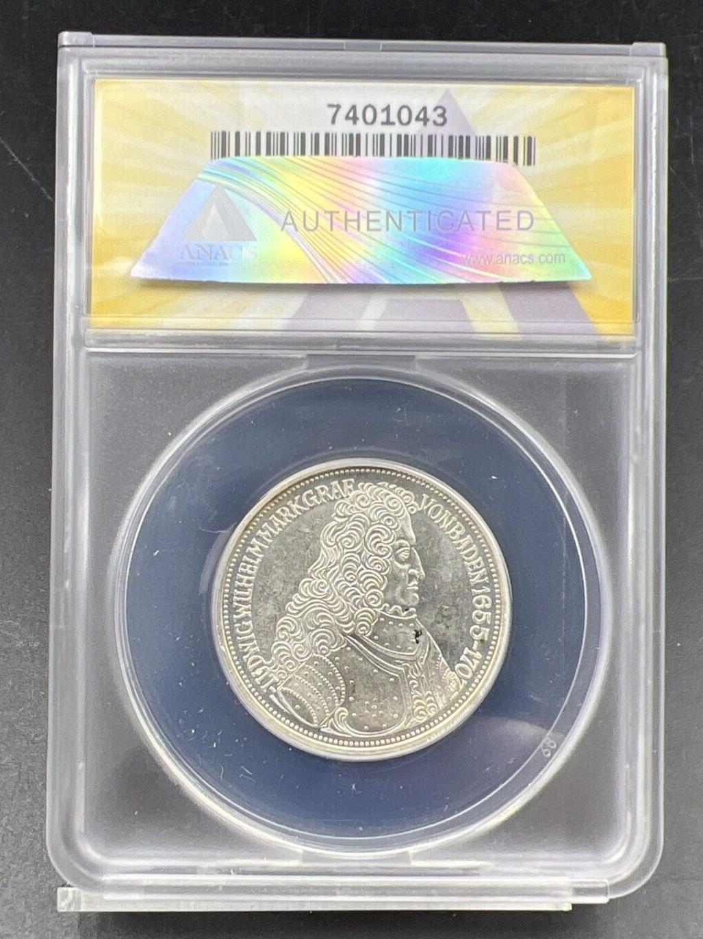 1955 G 5M West Germany Baden 5 Five Marks Silver Coin ANACS MS62 #043