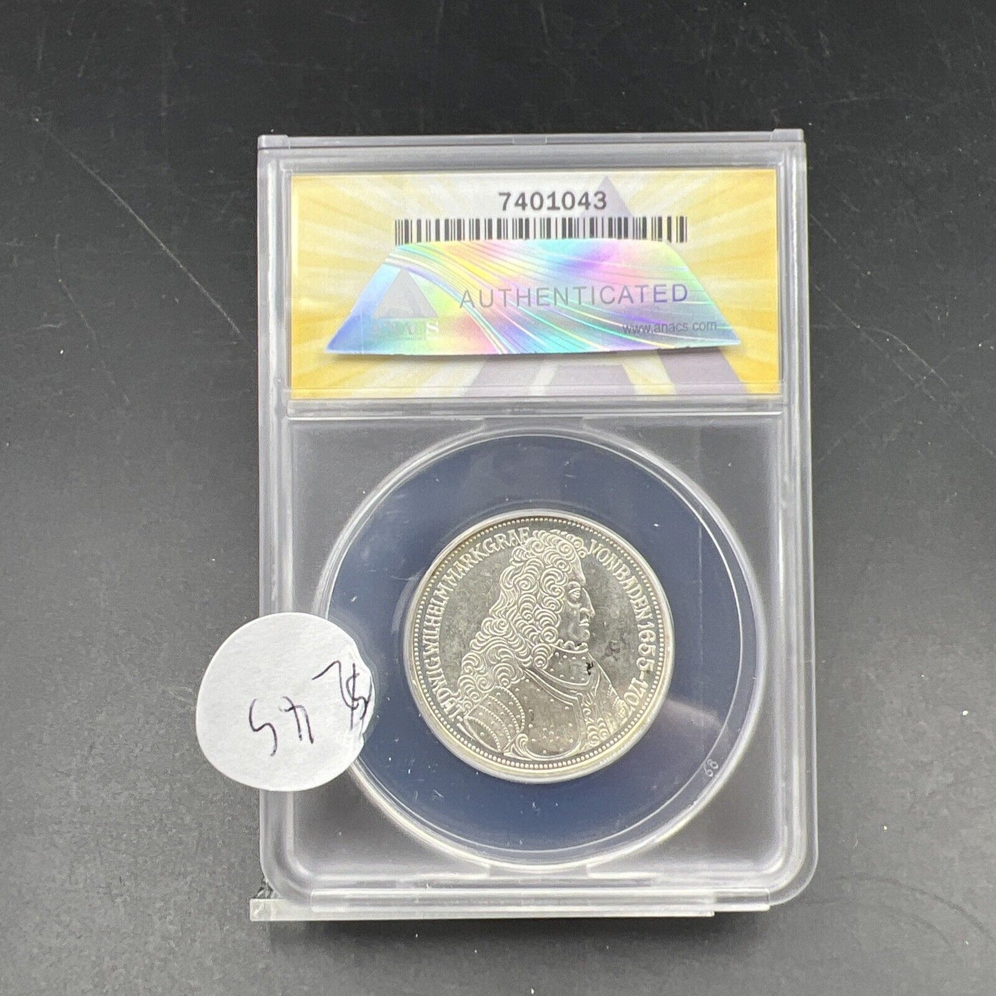 1955 G 5M West Germany Baden 5 Five Marks Silver Coin ANACS MS62 #043