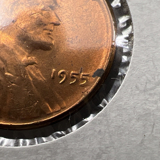 1955 P 1c Lincoln Wheat Cent Penny Coin Poor Man Strike Double Die BU RB #AV