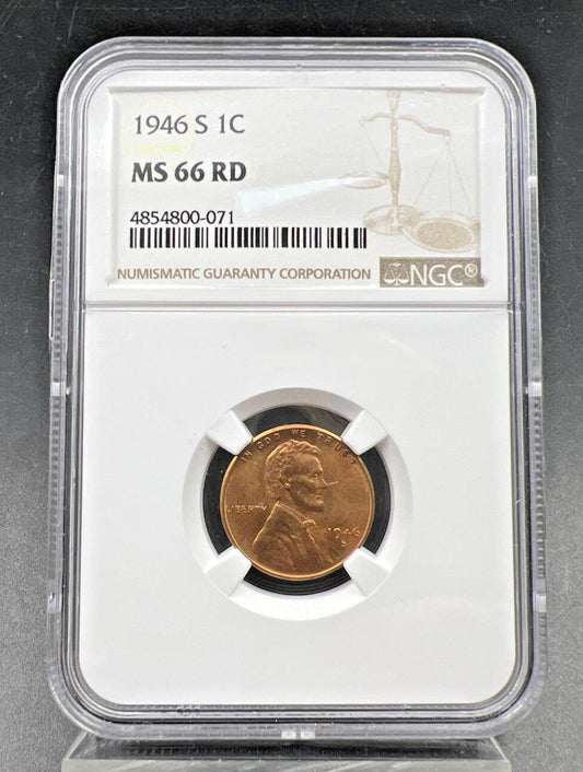 1946 S Lincoln Wheat Cent Penny Coin NGC MS66 RED #071