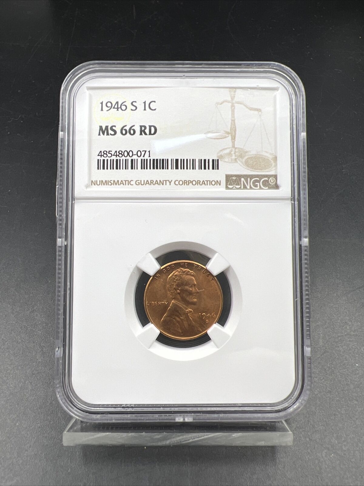 1946 S Lincoln Wheat Cent Penny Coin NGC MS66 RED #071