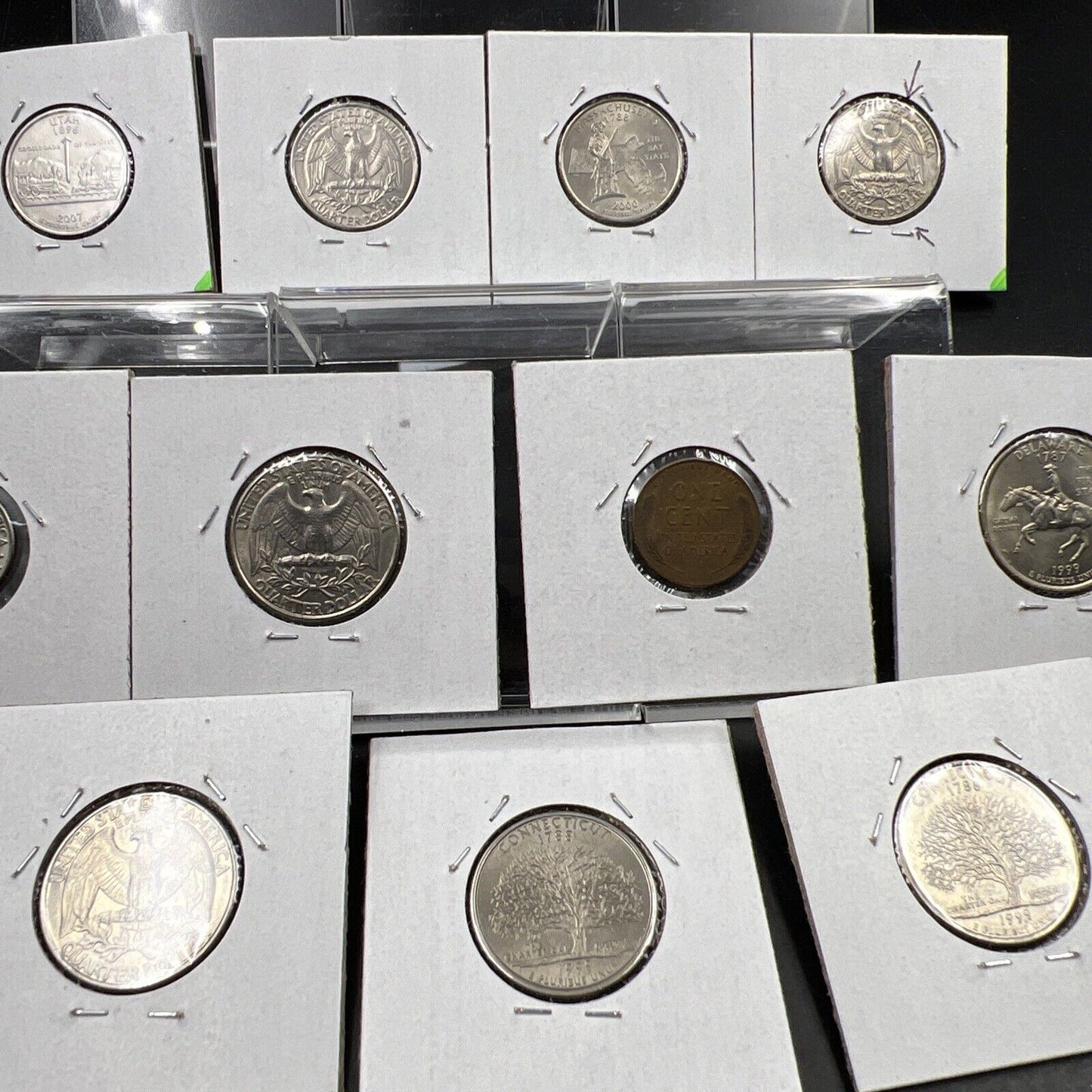 Learner's Set of 11 Minor Die Variety US Coins Die Chips & Cracks 25c 10c & 1c