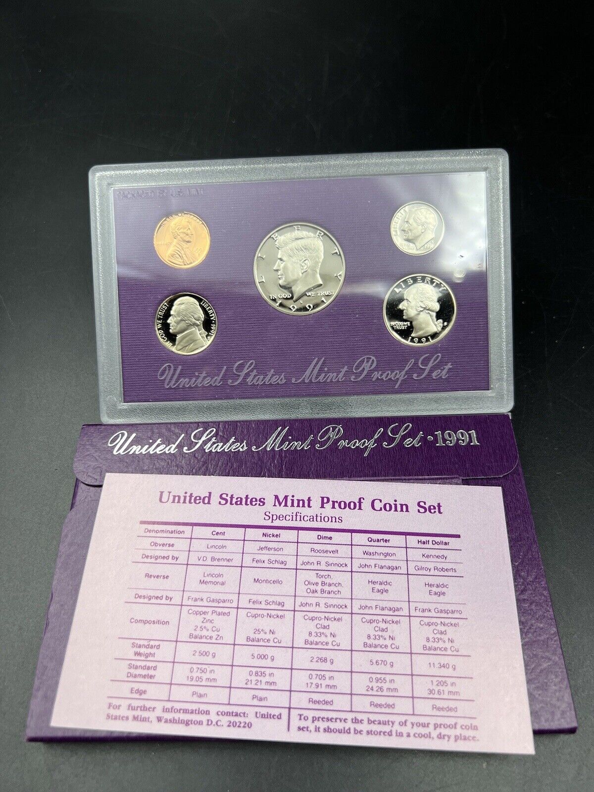 1991 S US Mint GEM Proof Set 5 Coin Clad Complete OGP