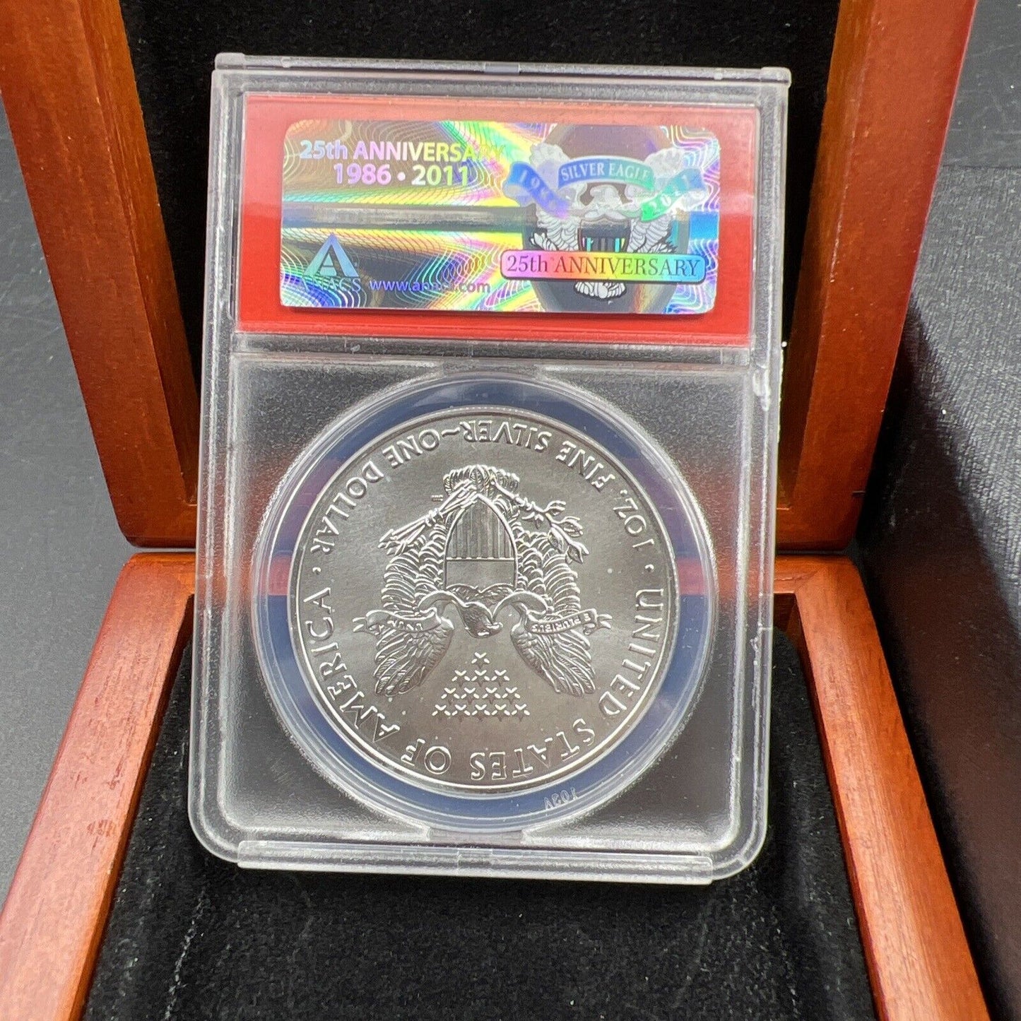 2011 American Silver Eagle $1 ANACS Certified MS70 in Display Wood Box