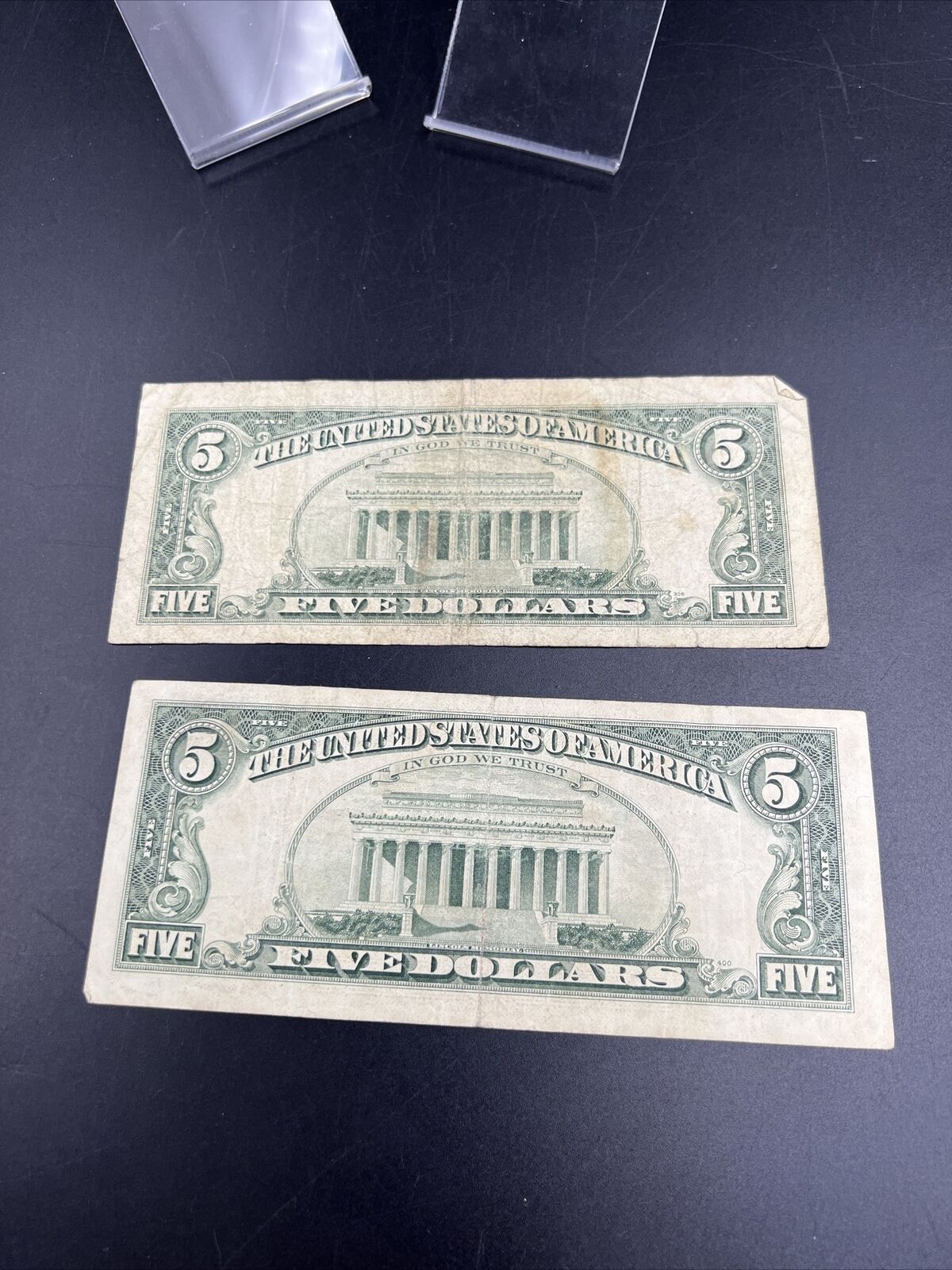 Lot of 2 1986 $5 FRN Federal Reserve Note Bills Circulated #709