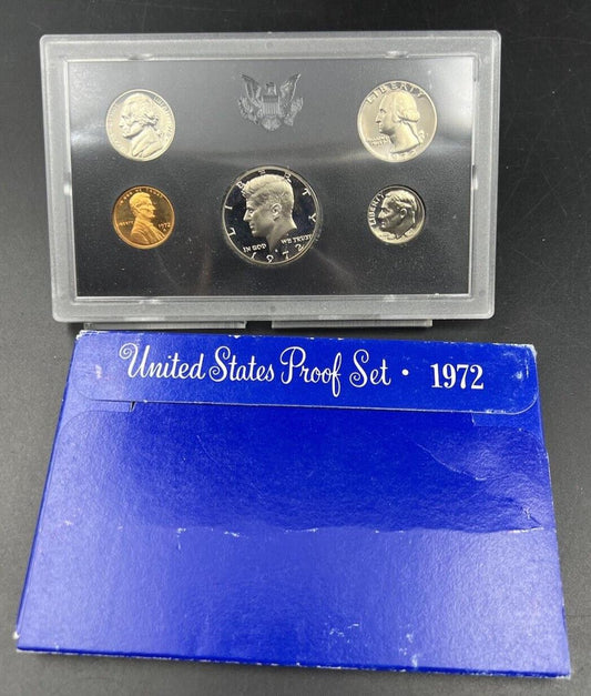 1972 S US Mint GEM Proof Set 5 Coin Complete OGP